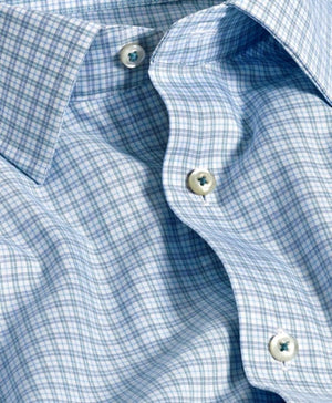 SKY AND PETROL TWILL DRESS SHIRT - TRIM