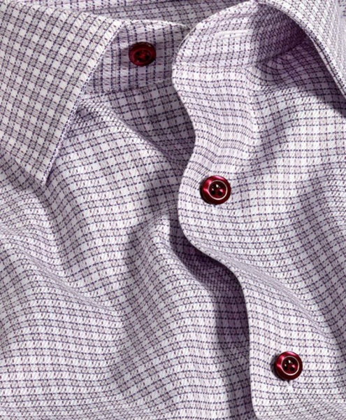 GREY AND BERRY CHECK DRESS SHIRT - TRIM
