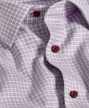 GREY AND BERRY CHECK DRESS SHIRT - TRIM