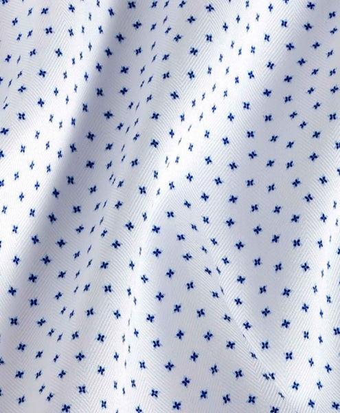 WHITE BLUE TOSSED NEAT DRESS SHIRT - TRIM