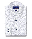 WHITE BLUE TOSSED NEAT DRESS SHIRT - TRIM