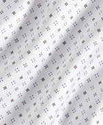 WHITE/BLUE/CHOCOLATE MICRO NEAT DRESS SHIRT - TRIM