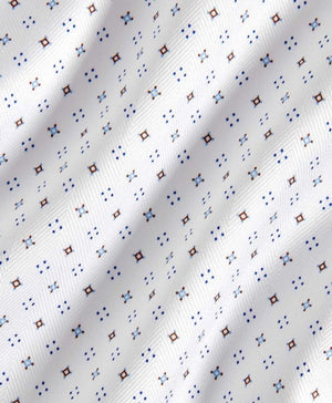 WHITE/BLUE/CHOCOLATE MICRO NEAT DRESS SHIRT - TRIM