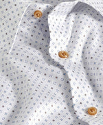 WHITE/BLUE/CHOCOLATE MICRO NEAT DRESS SHIRT - TRIM