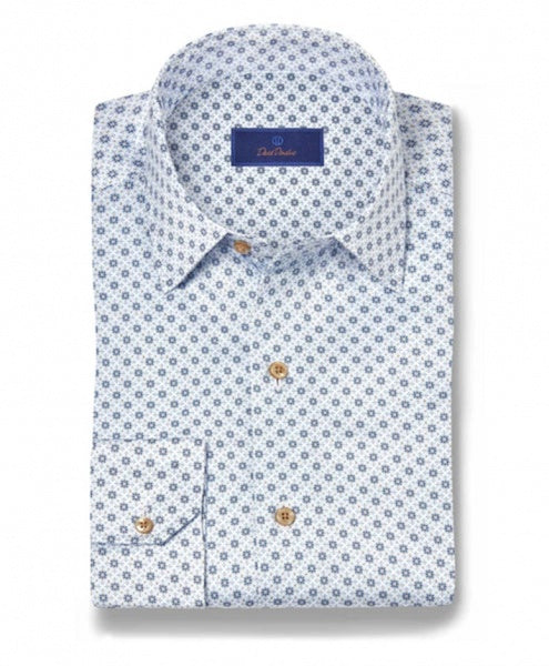WHITE AND BLUE GEOMETRIC SHIRT