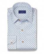 WHITE AND BLUE GEOMETRIC SHIRT
