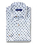 WHITE AND BLUE GEOMETRIC SHIRT