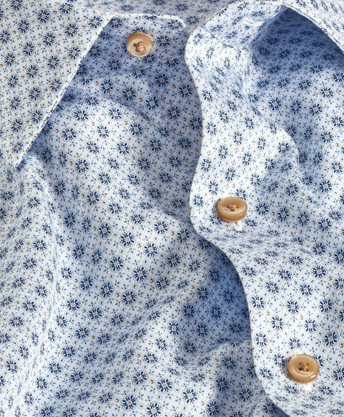 WHITE AND BLUE GEOMETRIC SHIRT