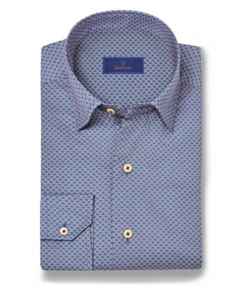 BLUE AND PLUM GEOMETRIC SHIRT