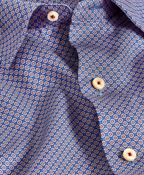 BLUE AND PLUM GEOMETRIC SHIRT