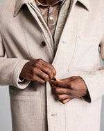 FELTED WOOL CHORE COAT- DOVE HEATHER