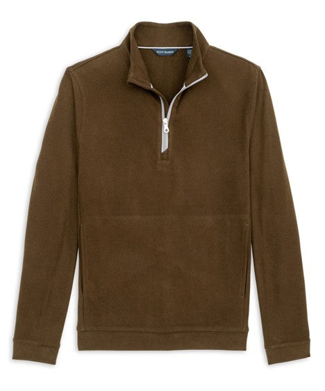 STRETCH FLEECE ZIP MOCK- CHOCOLATE