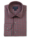 NEWPORT POPLIN MELANGE CHECK- BURGUNDY