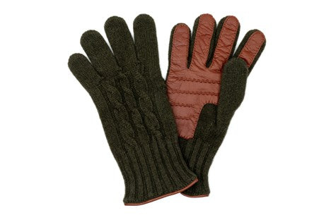 CASHMERE CABLE GLOVE - PINE