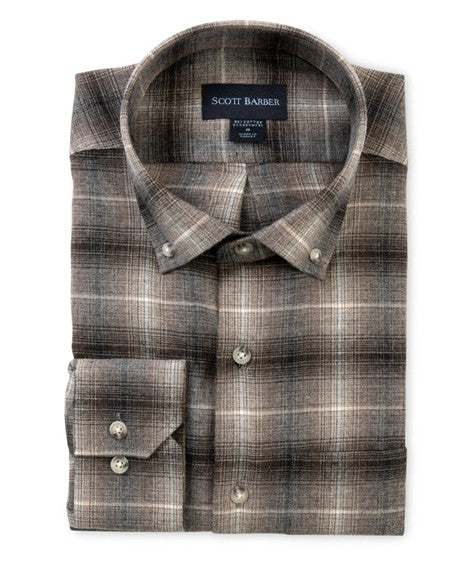 CASHMERE/COTTON OMBRE PLAID - CHARCOAL HEATHER
