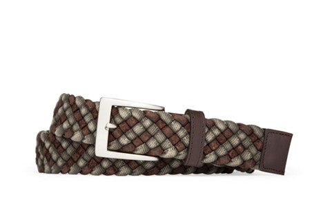 1 3/8" GREY LEATHER CLOTH BRAID BELT
