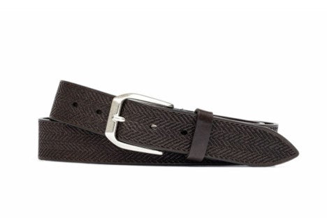 CHOCOLATE HERRINGBONE BELT