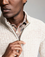 BASKETWEAVE HALF ZIP SWEATER- OATMEAL