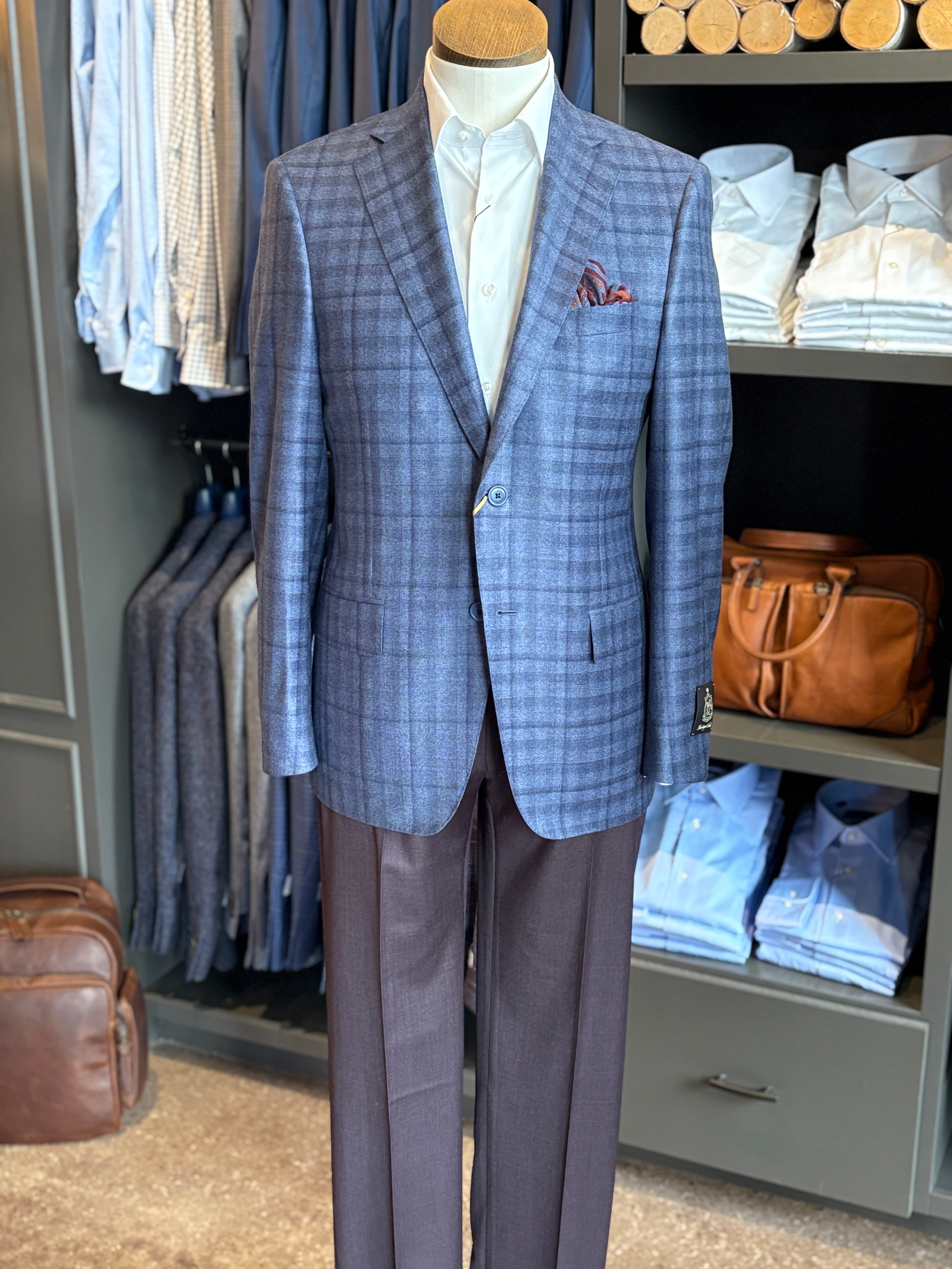 SHADOW BLUE WINDOWPANE COAT