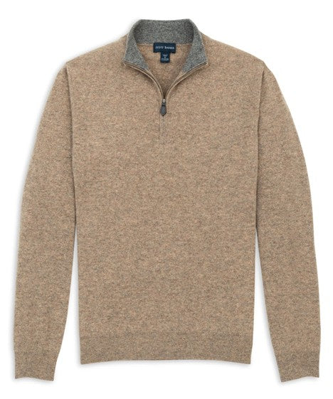 CASHMERE JERSEY ZIP MOCK- TOAST