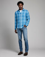 DOUBLE FACE PLAID CYPRESS SHIRT, WASHED INDIGO
