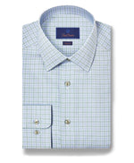 BARREL CUFF REGULAR DRESS SHIRT- BLUE/GREEN