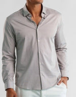 L/S TECHNO STRETCH BIRDSEYE- DARK BROWN