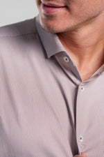 L/S TECHNO STRETCH BIRDSEYE- DARK BROWN