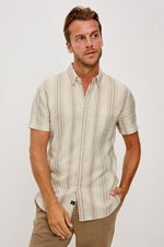 FAIRFAX S/S STRIPE SHIRT, HEATHER DUNE