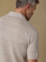S/S LINEN SWEATER POLO, TROPIC SANDS