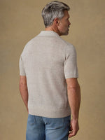 S/S LINEN SWEATER POLO, TROPIC SANDS