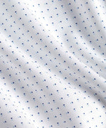 WHITE WITH MICRO NAVY PRINT DRESS SHIRT - TRIM