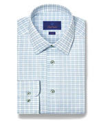 WHITE AND PISTACHIO DOBBY CHECK DRESS SHIRT - TRIM