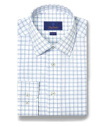 WHITE AND SKY CHECK DRESS SHIRT - TRIM FIT