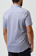 SEERSUCKER STRIPED S/S SHIRT, NAVY