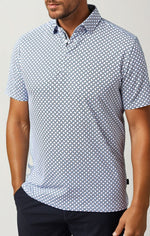 GEO PRINT TECHNO STRETCH POLO, WHITE