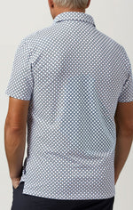 GEO PRINT TECHNO STRETCH POLO, WHITE