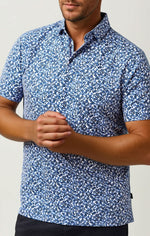 FLORAL TECHNO STRETCH POLO, BLUE