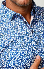 FLORAL TECHNO STRETCH POLO, BLUE