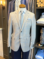 CLOUD GREY & AZURE WINDOW PANE COAT