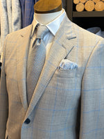 CLOUD GREY & AZURE WINDOW PANE COAT