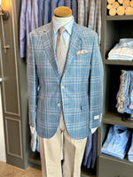 PALE CERULEAN & WHEAT PLAID SOFT COAT