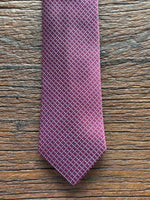 100% SILK BURGUNDY AND BLUE NEATS TIE, THE LABEL