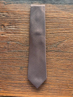 100% SILK BROWN AND BLUE NEATS TIE, THE LABEL