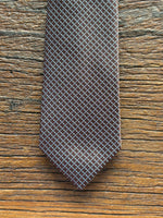 100% SILK BROWN AND BLUE NEATS TIE, THE LABEL