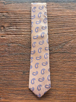 BURNT BROWN AND BLUE FLOATING PAISLEY TIE, THE LABEL