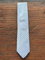 100% SILK BLUE DOTS WOVEN TIE, THE LABEL