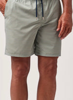 HORIZONTAL STRIPED SWIM TRUNK, OLIVE