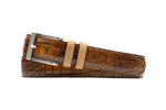 BILL ALLIGATOR GRAIN LEATHER BELT- HONEY