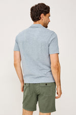 RICHIE KNIT SHIRT, SKY WITH NAVY AND WHITE